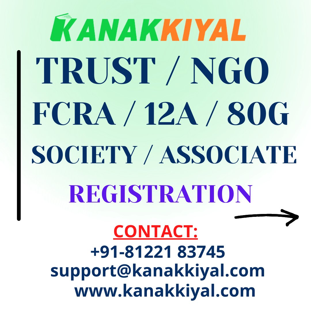 kanakkiyal's tweet photo. Greetings from #Kanakkiyal...
#TrustRegistration
#NGOregistration
#FCRA
#12A &amp; #80G
#Society
#AssociationRegistration

Contact :
Kanakkiyal,
+91-81221 83745 https://t.co/vDK1xEiq4H