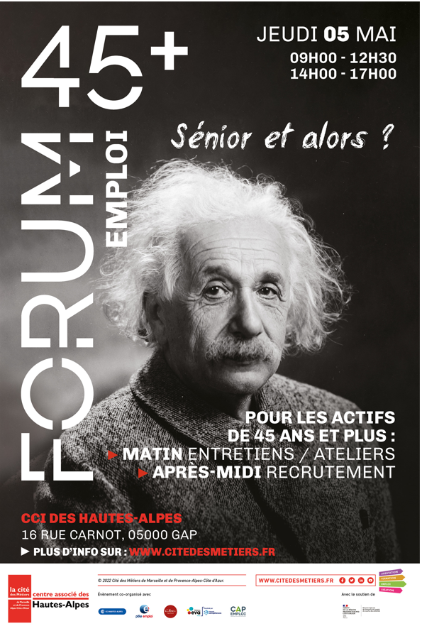 [Forum] 🚀Le Centre Associé de la <a href="/Citedesmetiers/">Cité des Métiers de Marseille et de PACA</a>  des Hautes-Alpes et la <a href="/cci_05/">CCI Hautes-Alpes</a> , en partenariat avec @poleemploi_paca  emploi et le @CIBC Alpes Provence, organise  la 1ère édition du FORUM 45+,  le rendez-vous emploi des actifs de 45 ans et plus.  
#emploi #forum #formation