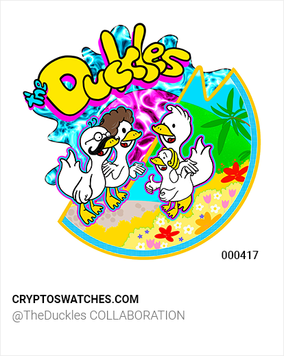 FromNullToZero's tweet photo. NFT #GiveawayNFT by @cryptoswatches

Crypto Swatches had a superb collab with @TheDuckles 
https://t.co/J2GIqXYENT

We give away 2 older blended Swatches (small pic) in 72 hours:

- retweet❤️
- follow @cryptoswatches &amp; @FromNullToZero 
- retweet @cryptoswatches pinned tweet

🍀👍 https://t.co/raowHMKS2s