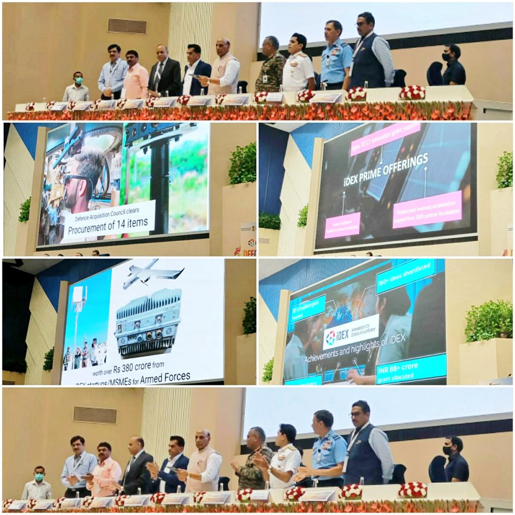 DefProdnIndia's tweet image. Hon&apos;ble Raksha Mantri Shri Rajnath Singh inaugurated #DefConnect2.0 today at Vigyan Bhawan, New Delhi and launched new  iDEX Prime scheme with six challenges and DISC-6  with 38 challenges from DPSUs, Services, ICG &amp;amp; MHA.

@rajnathsingh @DefenceMinIndia