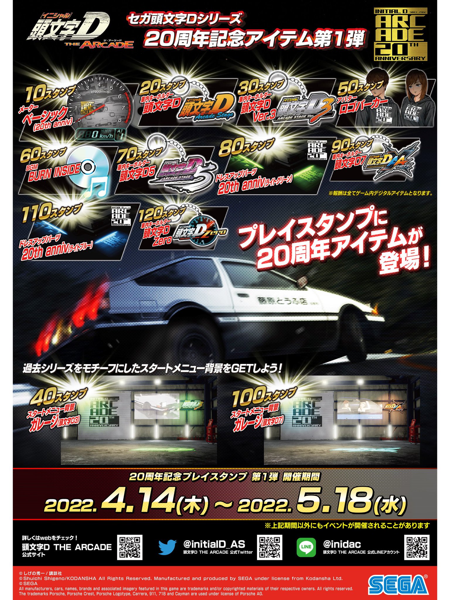 頭文字D THE ARCADE 大会限定品 20周年記念 パーカー イニシャルD