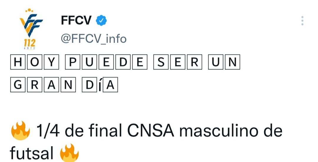 manuserrserr's tweet photo. @FFCV_info @fedfutnavarra @jogomez78 @nacho_canto @sergiocalduch76 @JoseLuisMengual @futsalvalencia @Rober7Fisio Hoy no puede ser un gran día aunque se gane, la ffcv no está a la altura de del Futbol Sala no dando directo de partidos, privando a familiares de ver a sus chavales,en el  Campeonato de España de Selecciones, aún así el Futbol Sala seguirá, gracias FFCV https://t.co/psRL9CYlBM