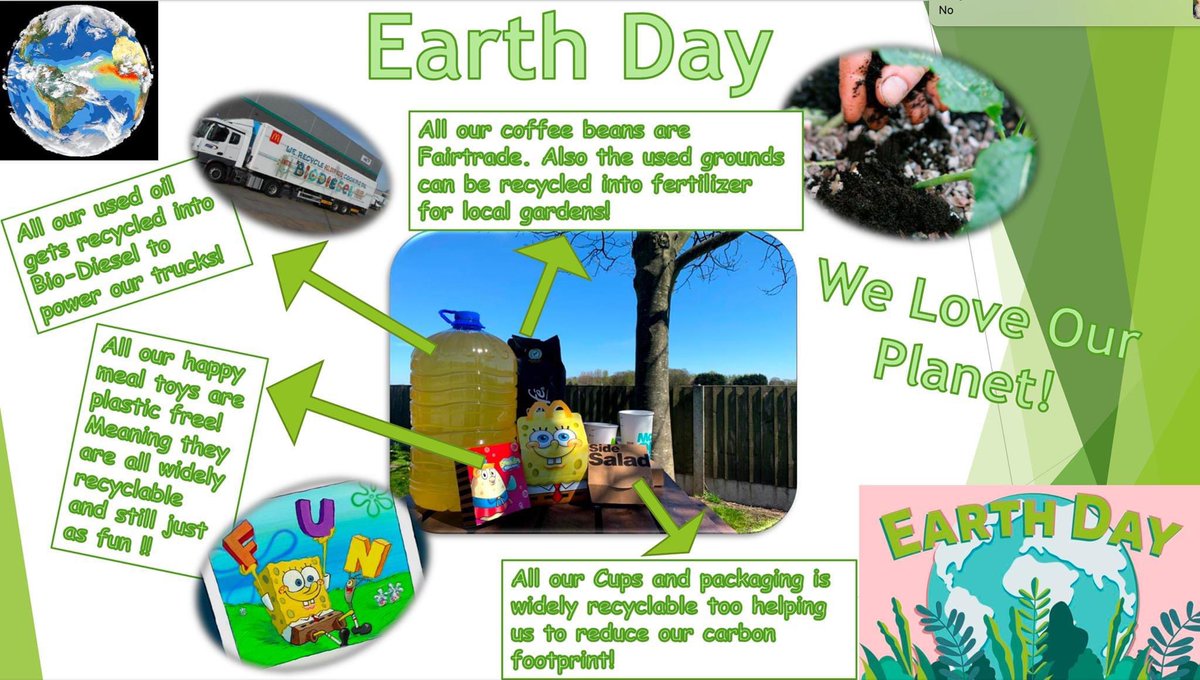 mcds_mboro's tweet photo. We want the best for the environment! 👍To us that means finding ways in which we can use our scale and our people, to influence and drive change. By rethinking, reducing and recycling, we’re minimising the impact we have on the environment. #EarthDay2022🌴 https://t.co/QrtOf3ZNXX