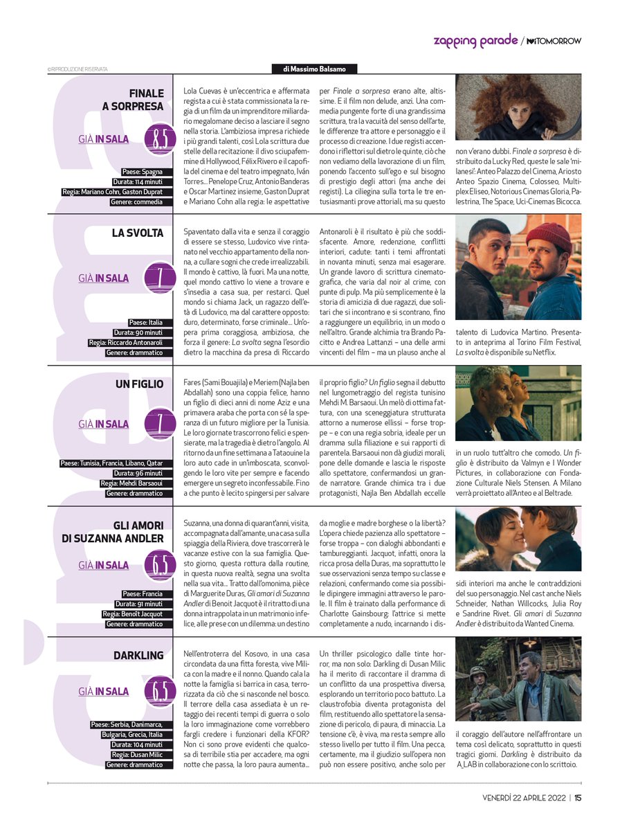 Massimo_Balss's tweet photo. Su Mi-Tomorrow le novità tra sala e piattaforma.

#FinaleASorpresa da non perdere, ma attenzione anche a #LaSvolta (su #Netflix) e #UnFiglio.

#cinema #movies #film #22aprile https://t.co/LTZrMJ8HF4