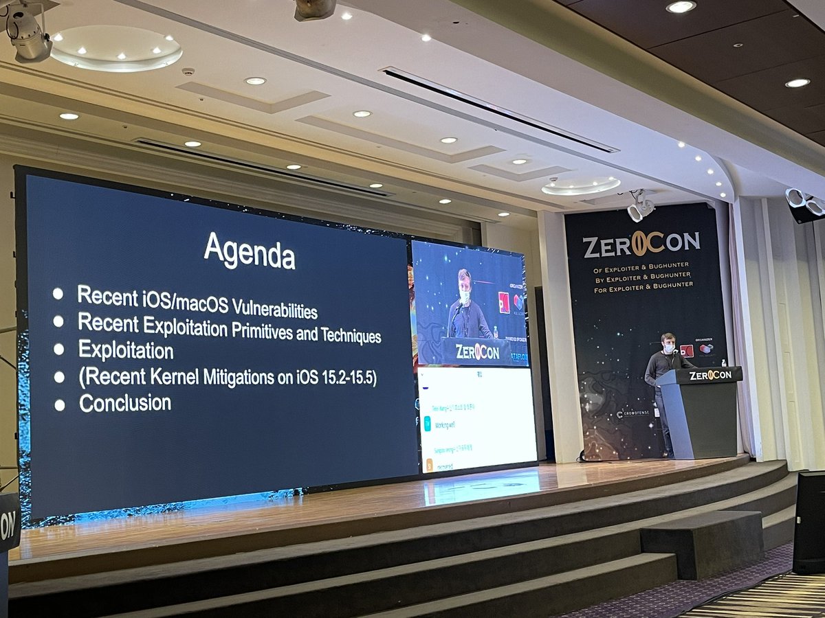 POC_Crew π¨βπ©βπ¦βπ¦ (@poc_crew) on Twitter photo Last speaker of the Zer0con π₯Ή with intro in Korean! Wow
John Aakerblom(<a href="/jaakerblom/">John Aakerblom</a>) speaking on Tales from the iOS/macOS Kernel Trenches
#Zer0Con2022 Last speaker of the Zer0con π₯Ή with intro in Korean! Wow
John Aakerblom(<a href="/jaakerblom/">John Aakerblom</a>) speaking on Tales from the iOS/macOS Kernel Trenches
#Zer0Con2022