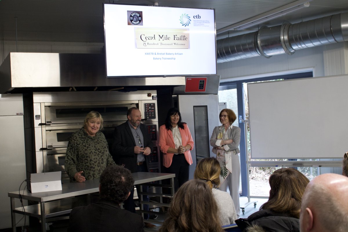 kwetbtraining's tweet photo. #KWETB were happy to host a delegation in Kilcullen earlier this month to showcase our @BretzelBakery Artisan Bakery Traineeship. 
The visit was a transnational Partner visit under #EDUWORKNET, 24 partners, hosted by Mary Hickie, City of Dublin ETB. https://t.co/U9gViWuQ2A