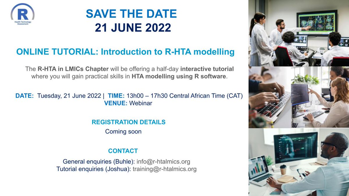 SAVE THE DATE: We're delighted to announce that we'll be offering an online 'Introduction to #RHTA #modelling' tutorial on Tuesday, 21 June 2022 where attendees will gain hands-on experience in HTA modelling using #R software. <a href="/rhta16/">r-hta</a>
#LMICs #RStats #EconomicEvaluation