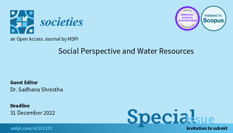 Special Issue "Social Perspective and Water Resources", edited by Dr. Sadhana Shrestha from United Nations University <a href="/UNUniversity/">UN University</a> <a href="/UNUIAS/">UN University – IAS</a>, is open for submissions.

#watersecurity #watergovernance

mdpi.com/journal/societ…