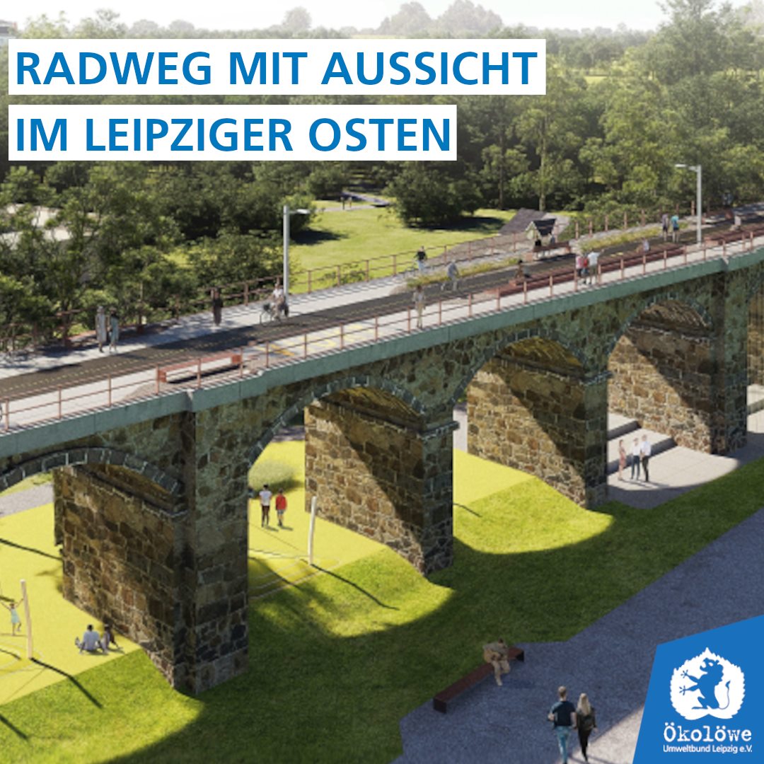 Leipzig bekommt einen Hochradweg. 👍 Der Stadtrat hat in der April-Sitzung den Baubeschluß für den #ParkbogenOst gefasst.🚴‍♀️🚶🌳 Für die autofreie Fuß-/Radverbindung auf grünen Wegen durch den Leipziger Osten werden 11,2 Mio. € investiert. Alle Infos 👉oekoloewe.de/nachhaltige-mo…