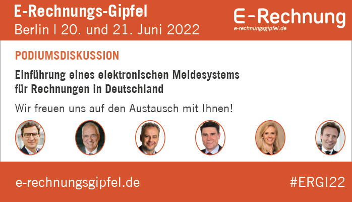 vereonag's tweet image. Wir freuen uns auf die Podiumsdiskussion: Einführung eines elektronischen Meldesystems für Rechnungen in Deutschland mit @GeorgGeberth , Prof. Dr. Hartmut Schwab, Till Mansmann, Carsten Rothbart, @MWuennemann und Stefan Groß.
Mehr dazu e-rechnungsgipfel.de!
#ERechnung
#ERGI22