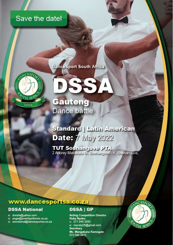 DanceInSportSA's tweet photo. DSSA GAUTENG BATTLE
Standard | Latin American 
Date: 7 May 2022
Venue: 2 Aubrey Matlakala St, Soshanguve – K, Soshanguve

Link: https://t.co/B6CI7XLZ7m https://t.co/MUXzvf95Ot
