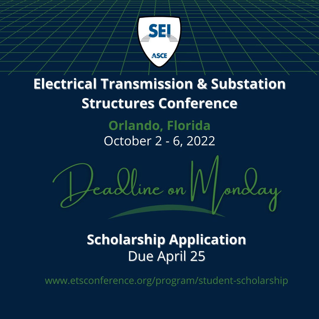 ASCE_SEI's tweet photo. ✔️ Being onsite for #Structures22 surrounded by our fantastic scholarship recipients reminded us that the deadline for the #ETSC22 brand new scholarship is MONDAY!  Apply today so you don't miss the April 25 deadline! 

https://t.co/W9i47Brxoc https://t.co/8ihDb1WWKE