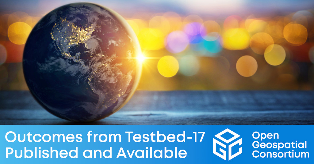 opengeospatial's tweet photo. The outcomes from Testbed-17 are here! The publicly available reports document the latest advances in #IoT #Sensor Integration, #MovingFeatures from video, Data-centric #Security, #CloudNative Formats, and #Interoperability Through #APIs https://t.co/wx8MLC557d #OGCT17 #OGCAPI https://t.co/i9q08QEQB3