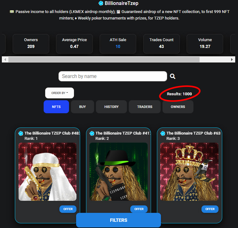 BillionaireTzep's tweet photo. 📢Another milestone reached!
🧛‍♂️1000/1999 NFTs, minted so far!

Thanks for your trust in our project and also for being a part of this wonderful ♥️ community! https://t.co/cg3tEIUlH6