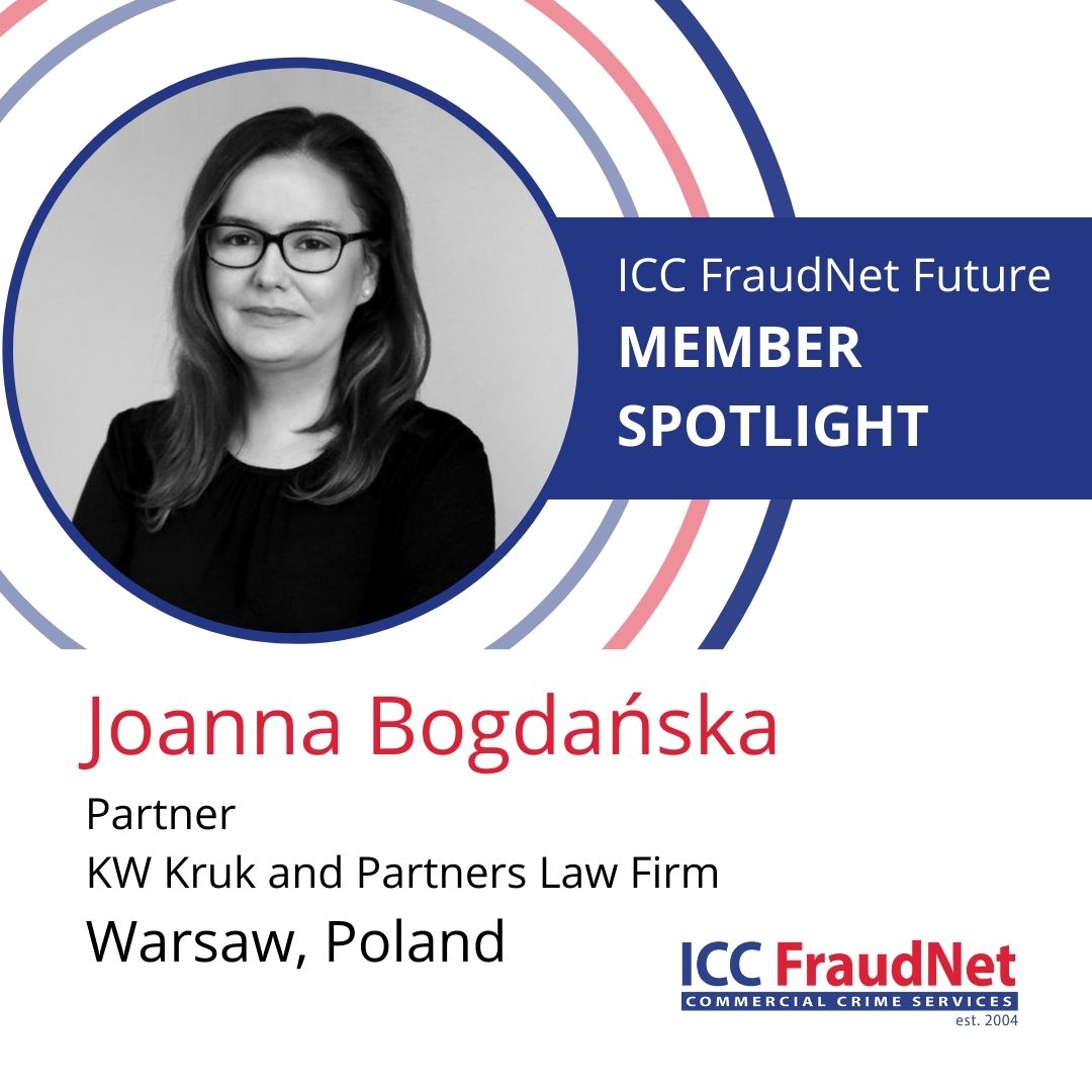 ICCFraudNet's tweet photo. ICC #FraudNetFuture #MemberSpotlight Joanna Bogdanska - KW Kruk and Partners Law Firm, Warsaw, Poland. "I'm thrilled to be a part of ICC #FraudNet Future and to be building a community with extraordinary professionals from around the world." https://t.co/hIfUM4igRU
