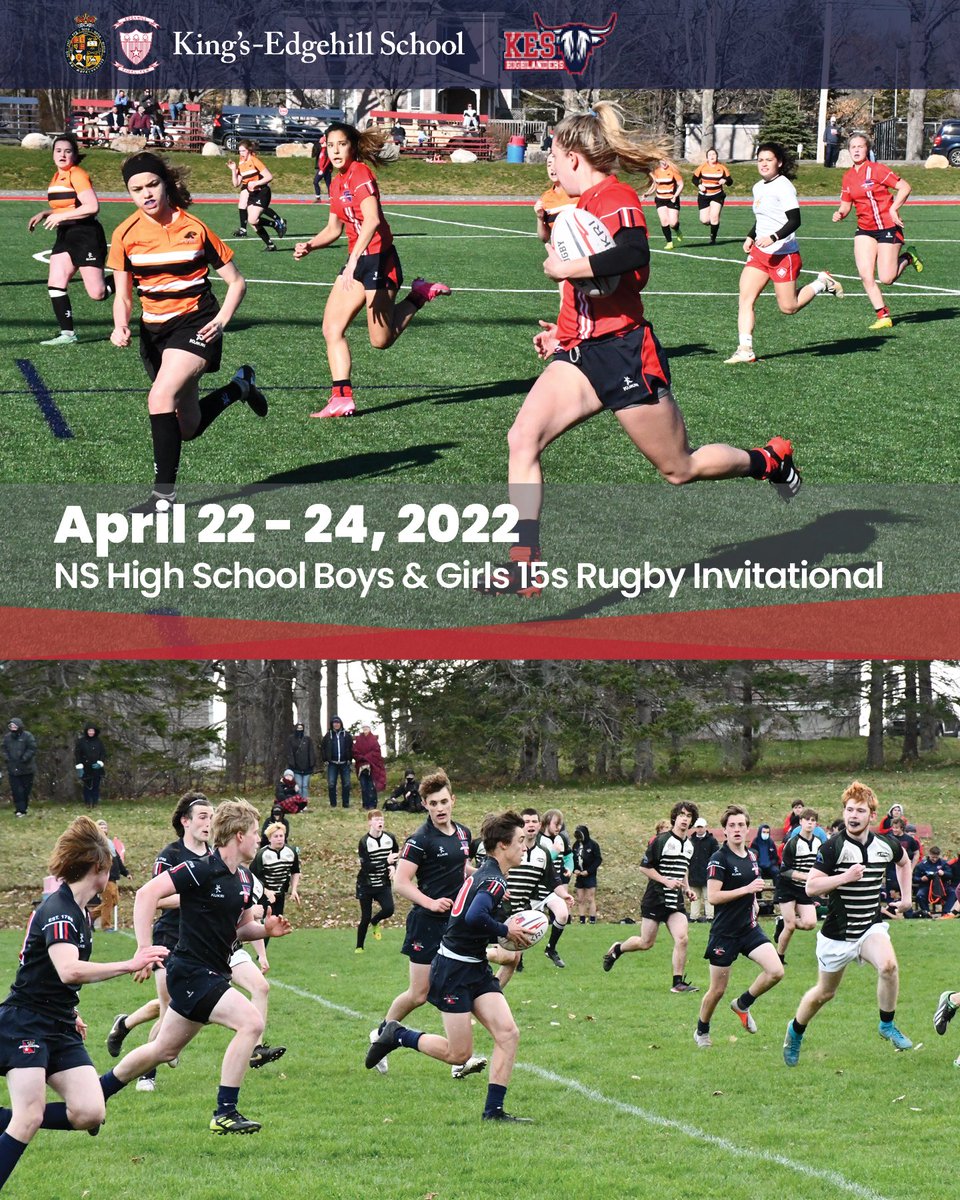kingsedgehill's tweet photo. Join us this weekend as we host 14 #NovaScotia high schools for our Boys &amp; Girls 15s #Rugby Invitational! The action begins at 1:00pm Friday. Full event details &amp; scores can be found on our website: https://t.co/l8XMZgMisz #KESRugbyInvitational #OneFifteen #Highlanders #WindsorNS https://t.co/DlerthQ5Dw