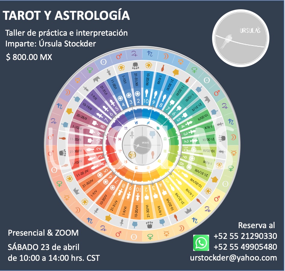 Tarot &amp; Astrología 🌠 Taller de práctica e interpretación TAROT Y ASTROLOGÍA 📌  Sábado 23 de Abril, de 10 a 14 hrs  ✨ 📌 Reserva tu lugar por WhatsApp al +52 55 2129 0330  - mailchi.mp/639973727f94/t…