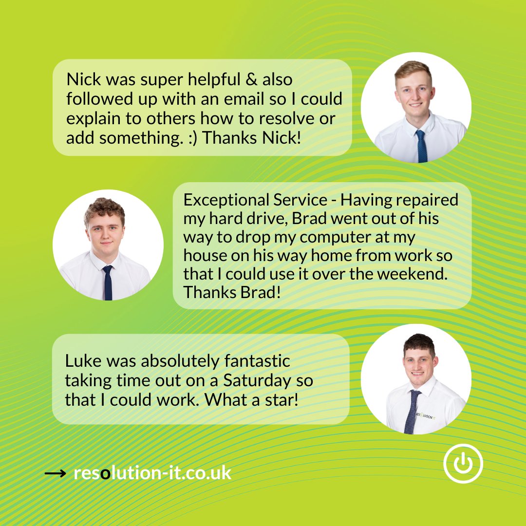 resolutionitgsy's tweet image. Nick, Brad and Luke have scored our gold feedback this week for going above and beyond for our clients - although it was definitely a tough one to call! Really good work this week team. 👏 

#Commitment #TopTeam #ResolutionIT