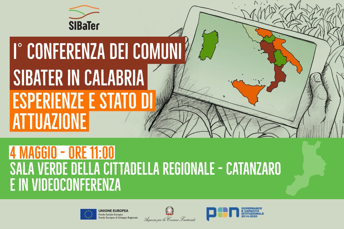 Le opportunità offerte dalla #bancadelleterre e i risultati raggiunti dai Comuni calabresi con il supporto del progetto SIBaTer.
Sono i temi della I Conferenza dei Comuni #SIBaTer in #Calabria. 

📅Appuntamento il 4 maggio alle 11.
Qui tutte le info 👉 bit.ly/3JZwuEJ