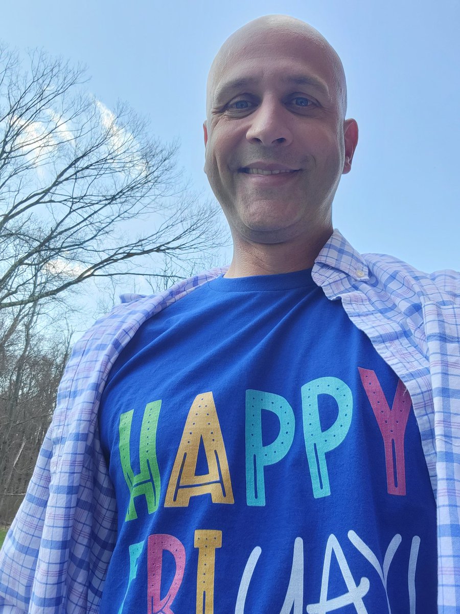 Can't think of a better way to celebrate Earth Yay than by wearing my "Happy Friyay!" shirt sent to me by my good friend <a href="/trathjen/">TR Rathjen</a>. I heard he may being wearing his today too. #twinning