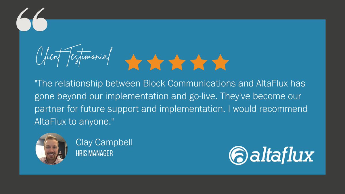 AltaFlux's tweet photo. We don't just implement software solutions and move on to the next project. We strive for a true partnership and support our clients well beyond implementation. #FluxFriday #ClientSuccess #ClientPartnership #SAP #SuccessFactors https://t.co/jecurw1gkM
