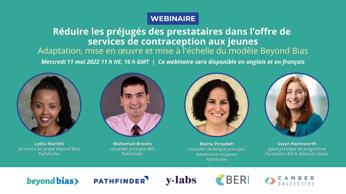 Rejoignez <a href="/PathfinderInt/">Pathfinder</a> pour le lancement du guide pratique sur la mise en œuvre et la mise à l'échelle du modèle #BeyondBias! Ils exploreront les principaux enseignements tirés et fourniront des conseils pratiques pour l'utiliser dans vos programmes SRAJ bit.ly/3rMoIb0