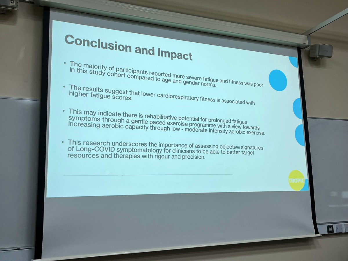 NathanHutting's tweet photo. @AnnMonaghan20 presenting @PhysioResSoc #PRS2020:
Lower objectively assessed cardiorespiratory fitness was associated with greater fatigue severity in adults with Long-COVID https://t.co/N0oTX2OP25