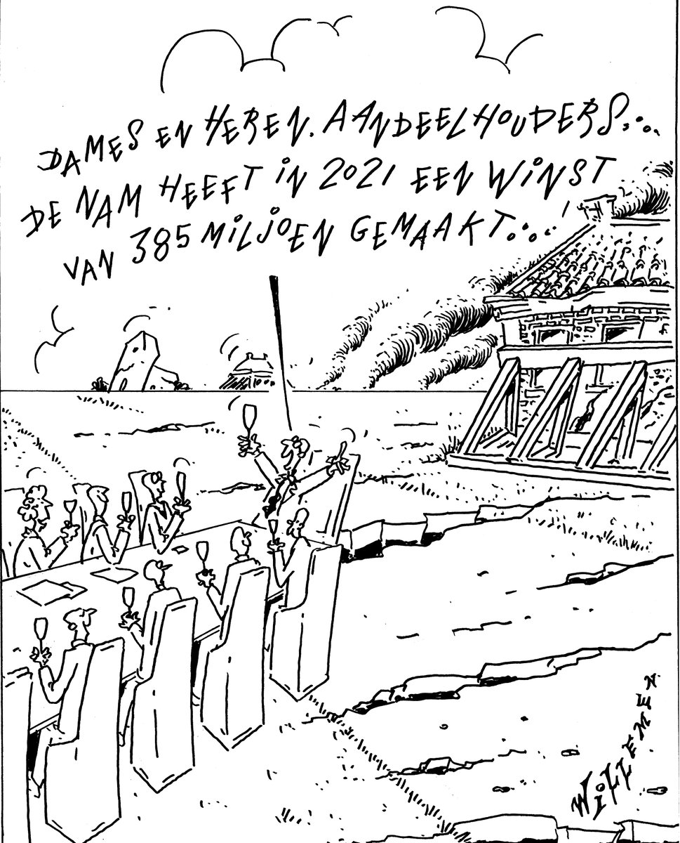 #Dewinkelhaak 7eJrgng. #Dagelijkseblog  + #Cartoon ( 185 ): 
Is 385 miljoen euro winst van de #NAM nu veel of weinig?. In ieder geval nog niet genoeg want de #NAM vindt nog steeds dat het teveel betaalt aan de slachtoffers van #gaswinning. Lees: facebook.com/kees.willemen9…