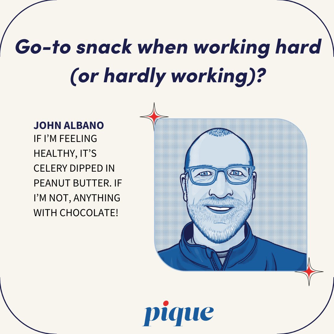 getpiqueapp's tweet photo. We’ve got four incredible co-founders. And every Friday in April, we’re helping our social media followers get to know them! 

This week we asked: What’s your go-to snack when working hard (or hardly working)? A surprising finding of our questioning: peanut butter fuels Pique! https://t.co/pzC3f4dLnU