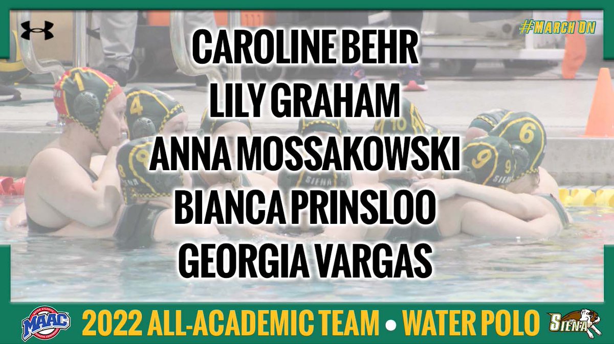 SienaSaints's tweet photo. 🤽♀️🏅 Congrats to @SienaWaterPolo's @GeorgiaVargas17 on earning Second Team All-#MAACWWP honors for her performance this season!
The Saints also had 5⃣ student athletes named to the MAAC All-Academic Team 📚
📰 https://t.co/XCsIAj7rzT
#MarchOn | #SienaSaints | #NCAAWWP https://t.co/LxVCqx7bY6