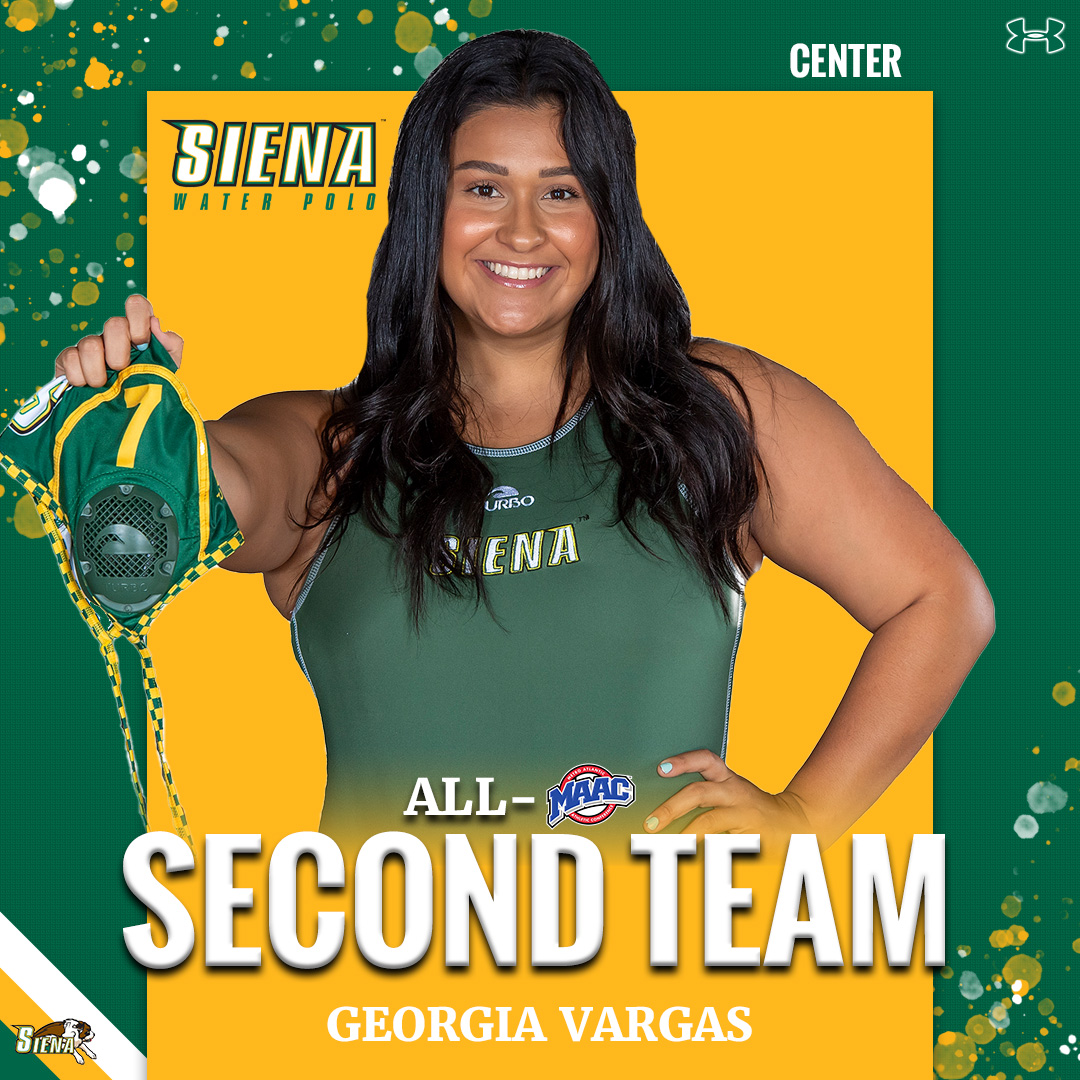 SienaSaints's tweet photo. 🤽♀️🏅 Congrats to @SienaWaterPolo's @GeorgiaVargas17 on earning Second Team All-#MAACWWP honors for her performance this season!
The Saints also had 5⃣ student athletes named to the MAAC All-Academic Team 📚
📰 https://t.co/XCsIAj7rzT
#MarchOn | #SienaSaints | #NCAAWWP https://t.co/LxVCqx7bY6