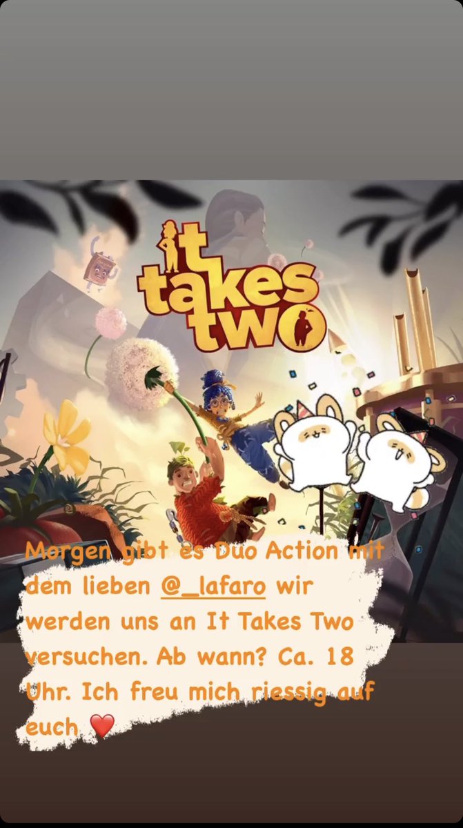 ToxicBarbie_TV's tweet photo. Morgen Abend starten wir den Stream mit It Takes Two. Ich freue mich #TwitchDE #TwitchStreamers #ItTakesTwo https://t.co/rtLSusv0q7