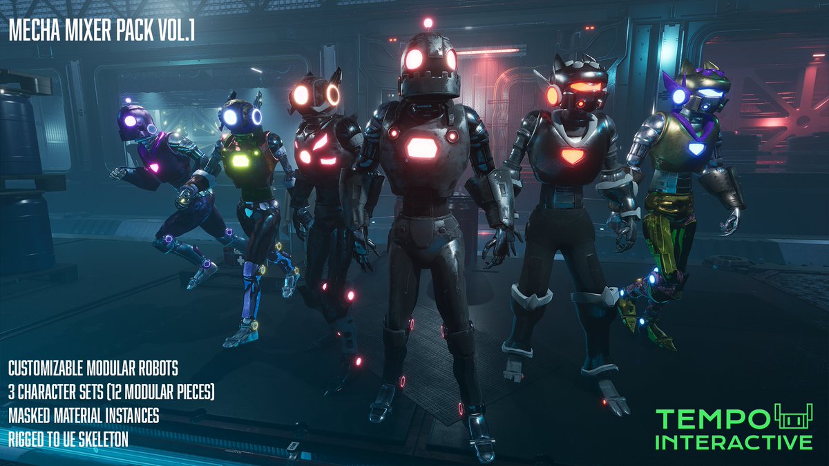 SpinJumpGames's tweet image. Create your very own Robot Army with the Mecha Mixer Pack Vol.1!
With modular characters and customizable material instances!
#ue4 #gamedev #unrealenginedeveloper #blender3d #modular #unrealengine
unrealengine.com/marketplace/en…