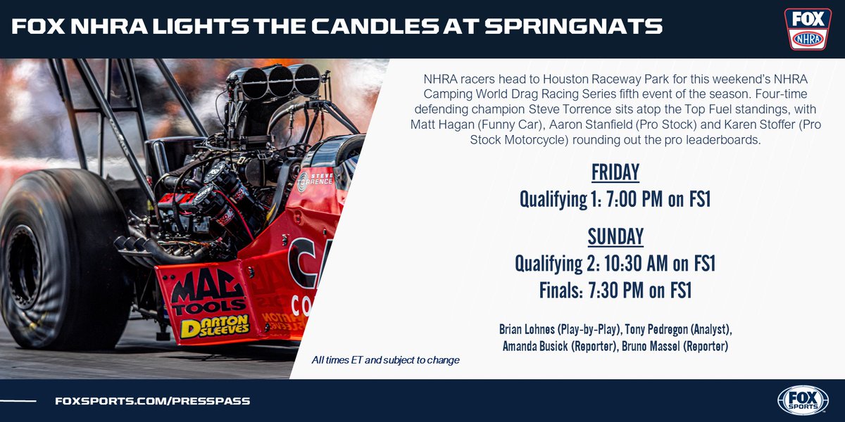 One. Last. Time. 

The <a href="/NHRA/">NHRA</a>  makes its final appearance at <a href="/HoustonRaceway/">Houston Raceway</a> this weekend with the #SpringNats 

Thanks for the memories! 👍