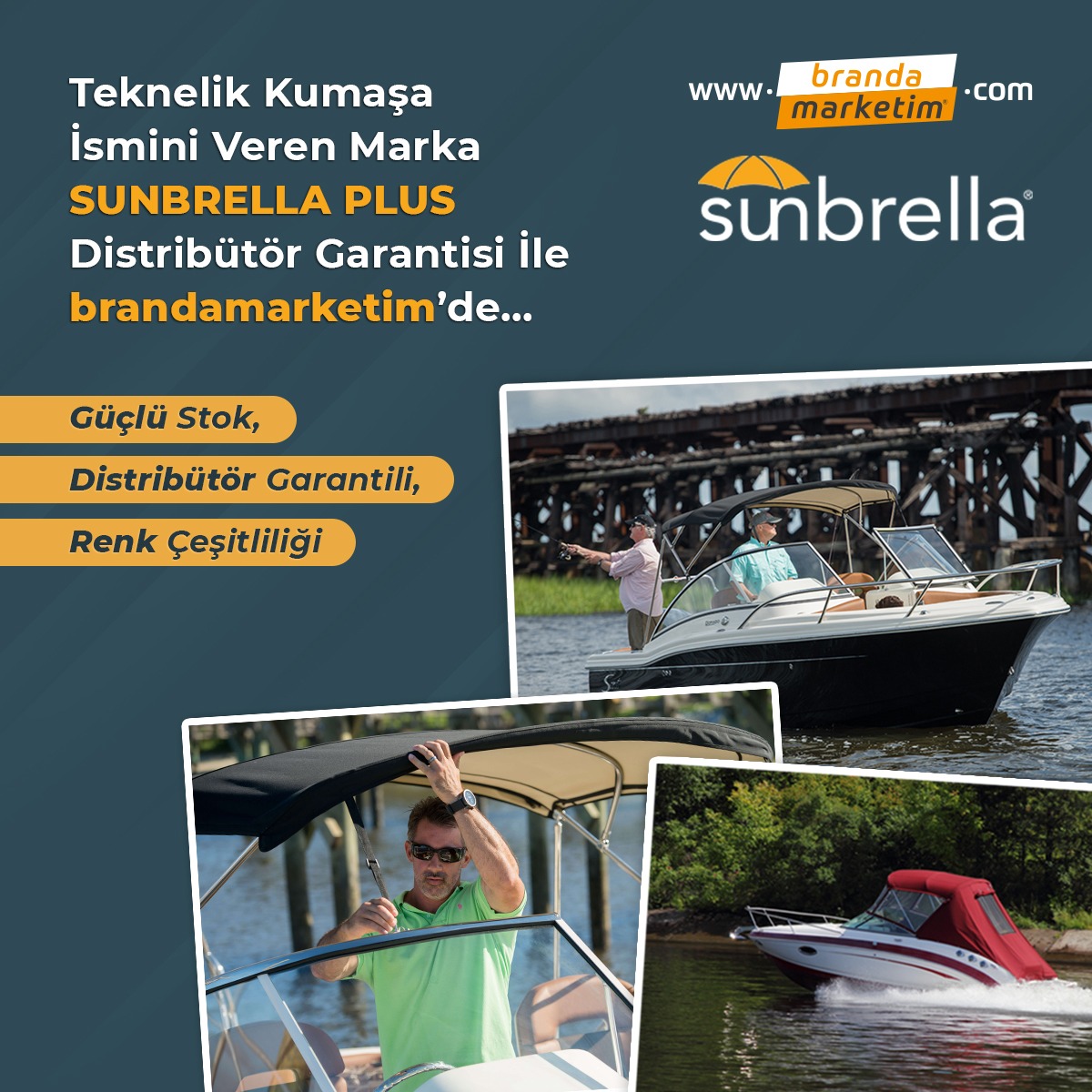 Yaza girmeden teknelik kumaşlarınızı SUNBRELLA PLUS ile yenileyin. ‘Distribütör Garantili’ SUNBRELLA PLUS Kumaşlar bu yazın gözdesi olacak. 

 👉brandamarketim.com
👉0552 395 51 75

#brandamarketim #sunbrella #sunbrellakumaş #akrilikkumaş #akriliktentekumaşı #tekne #deniz