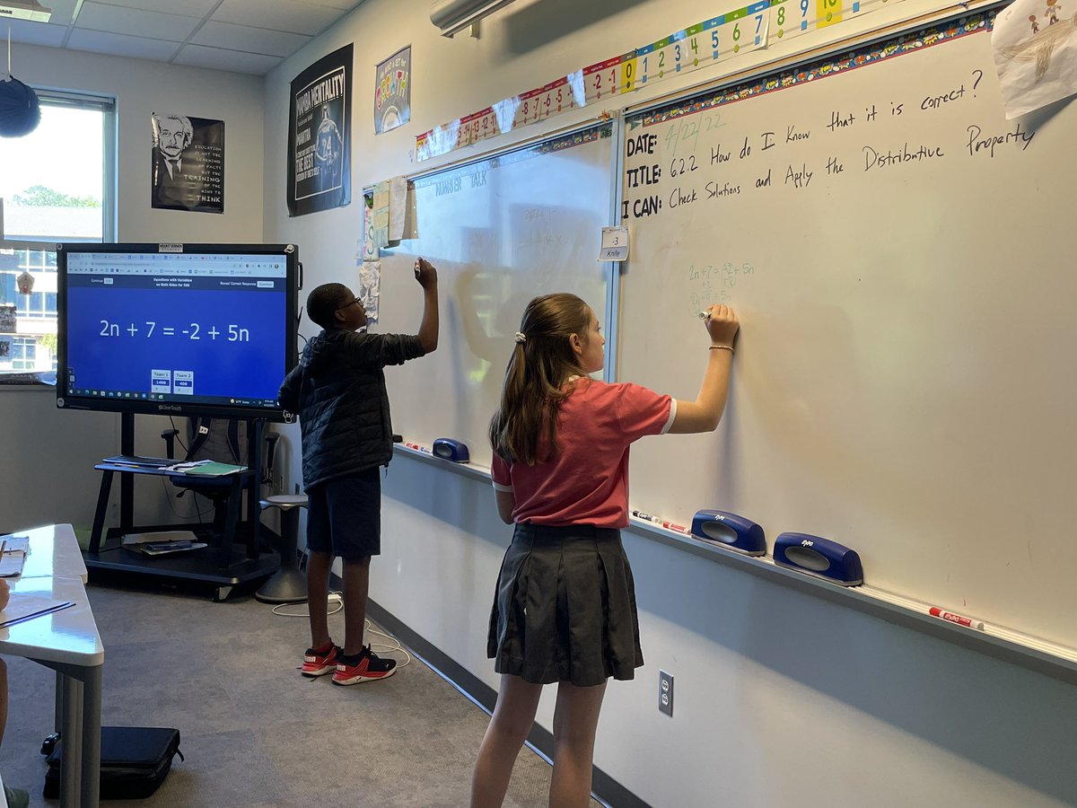 hannon_leah23's tweet image. Students in @MrSongMath’s class are playing Number Talk Jeopardy. They are solving one step and two step equations Jeopardy style and explaining their answer. #creativethinker #communicator #havefun @MVPSchool