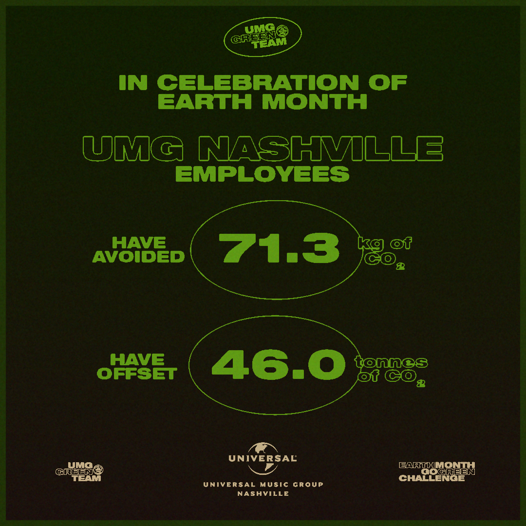 Happy #EarthDay2022 🌏 Now more than ever, we have to focus on our planet's health. <a href="/UMG/">Universal Music Group</a> and UMG Nashville are accepting challenges from the UMG Green Team to go green and reduce our carbon footprint. Here are some ways you can, too! #GoGreenUMG