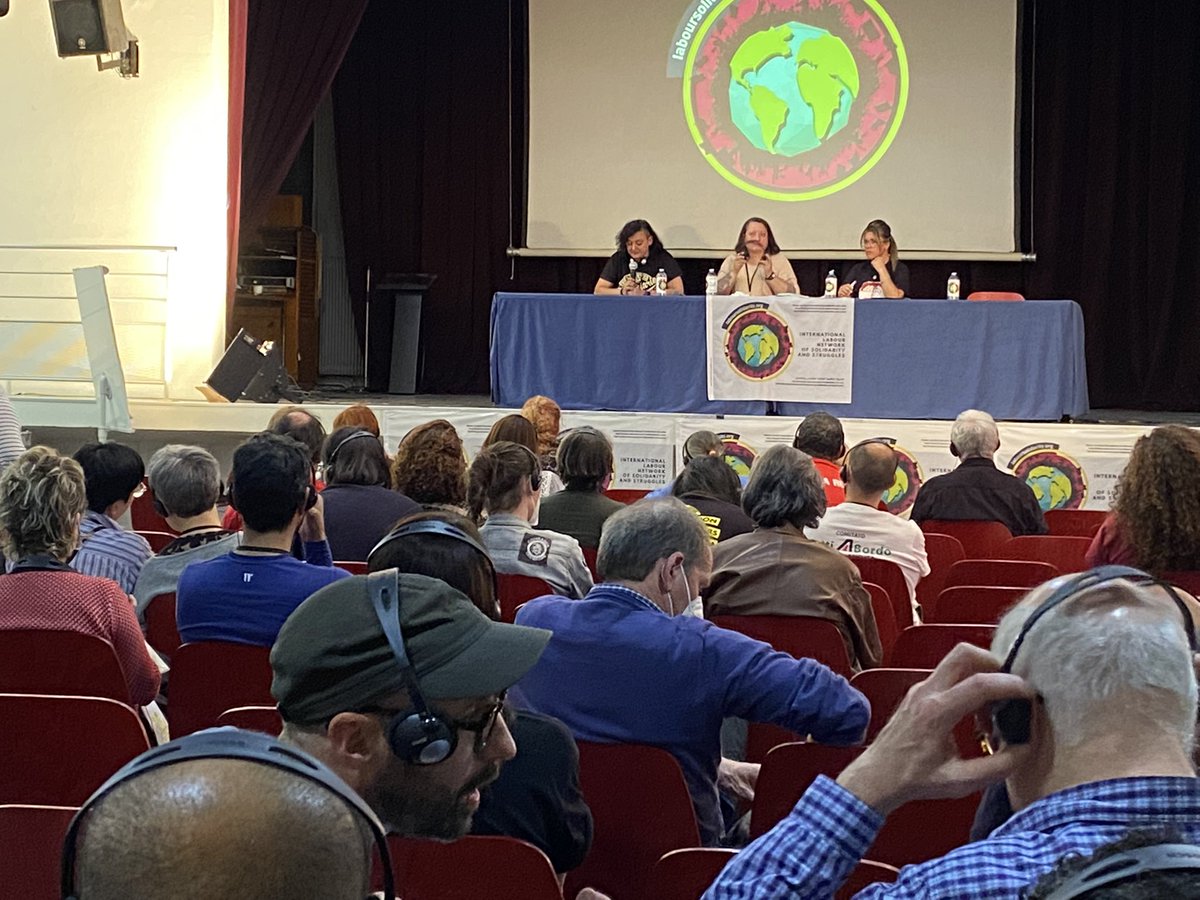 CGT's tweet photo. Noelia Martín @SGeneral_SFFCGT expone las conclusiones del taller de #SaludLaboral en el IV Encuentro de la @ILabourNSS de Dijon #Francia. 

Y estamos en directo en @rojoynegrotv de #CGT. 

#Internacionalismo #RSISL #RedSindical #Anarcosindicalismo https://t.co/H7pRCcuuif