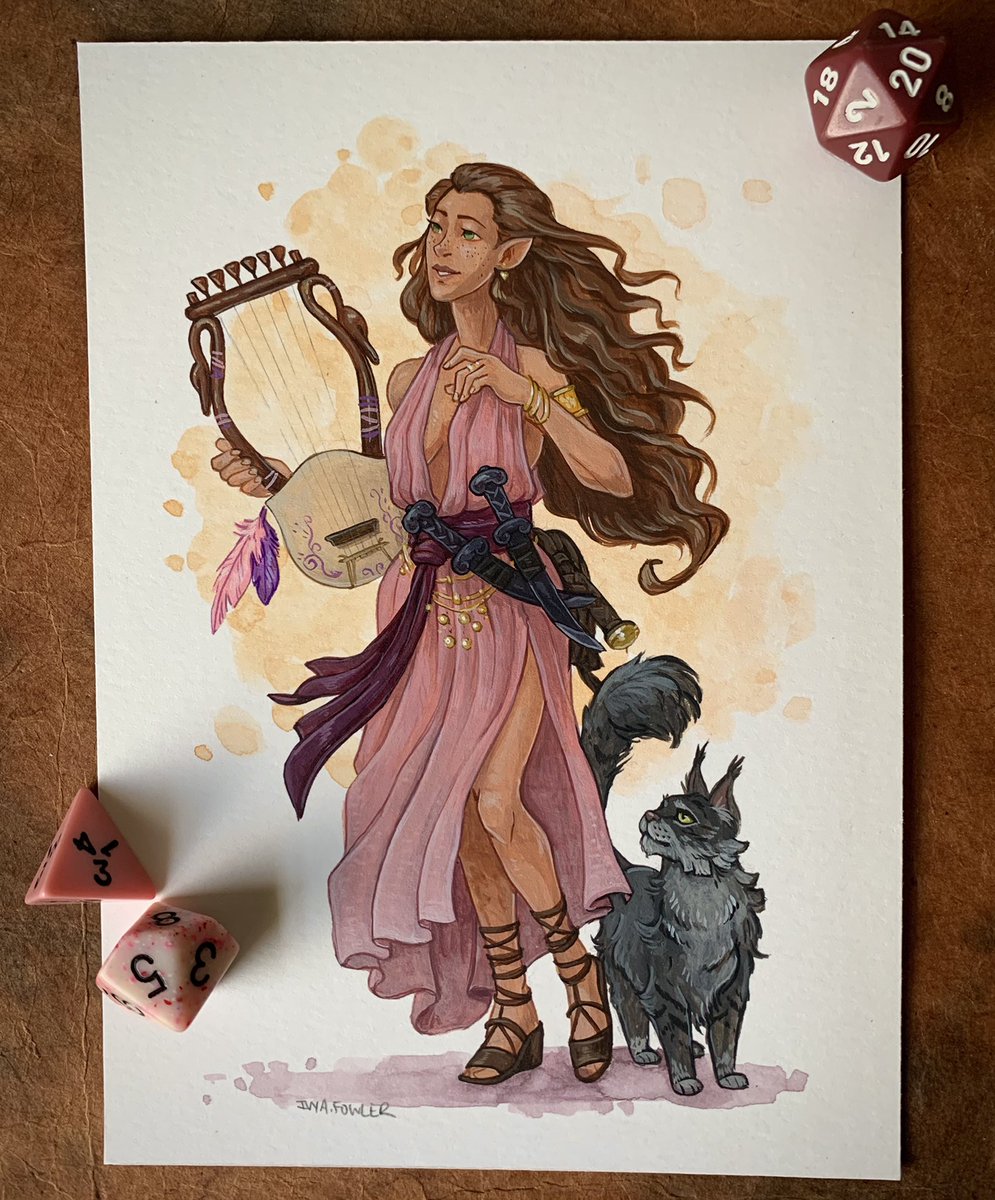 Here is a lovely half-elven bard commission I just finished up. 
Commissions are open!
.
#dungeonsanddragons #dndart #characterdesign #dnd