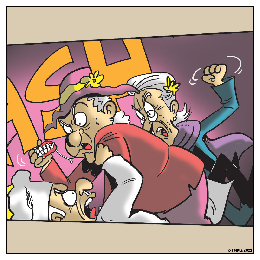 TinkleMagazine's tweet photo. Two elderly troublemakers were spotted vandalising the legendary baker, Mr. Bunns' kitchen, with the help of two young boys. What's going on?
https://t.co/07AyAjlKta
#DefectiveDetectives #readers #funny #tinkle #tinklecomics #indiancomics #TinkleHeadlines #hilarious #findoutmore https://t.co/tE36EMuIsU