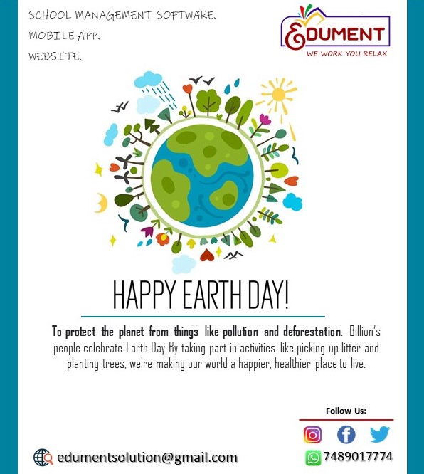 EdumentSolution's tweet photo. To protect the planet from things like pollution and deforestation. Billion’s people celebrate Earth Day By taking part in activities like picking up litter and planting trees, we're making our world a happier, healthier place to live.
#earthday #schoolmanagementsoftware #school https://t.co/dfm2Tqaigl