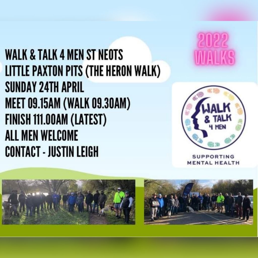 <a href="/talk4men/">Walk&Talk4Men - St Neots</a> are back over at #PaxtonPitsNatureReserve in #StNeots with <a href="/_Justin_Leigh_/">Focus4Growth by Justin Leigh</a> on Sunday at 9:15am 💙🚶🚶🏻🚶🏼🚶🏽🚶🏾🚶🏿👇

walkandtalk4men.com/blog/new-walk-…