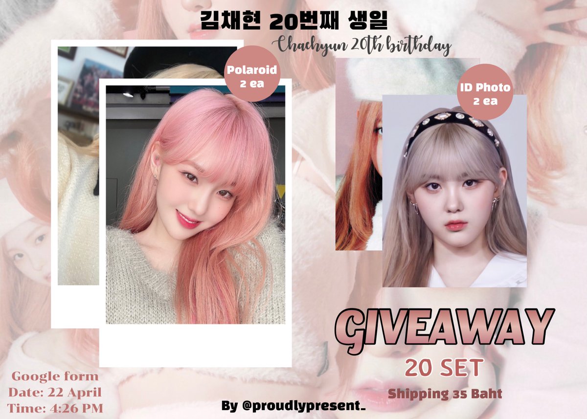 proudlypresent_'s tweet photo. 🩰 Giveaway Chaehyun 20th Birthday 🐰

Available 20 set +

♡︎ Polaroid 2 ea
♡︎ ID photo 2 ea

♥︎ Shipping 35฿

Form🔗https://t.co/bHJwHlh4U6

✋🏻#Chaehyun #Kep1er #ตลาดนัดKep1er https://t.co/fPGSUCR1oW