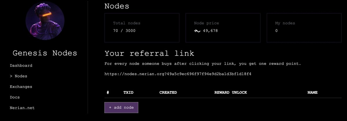 Enzo_Snyman's tweet photo. Wondering where to find your personal referral link?

✅Head over to https://t.co/75bVA7ypPx
✅Log in with your XUMM wallet
✅Click on the "Nodes" tab to find it

🚀Let's get sharing!
#GenesisNodes #passiveincome #referrals https://t.co/PoXWZbhjoe
