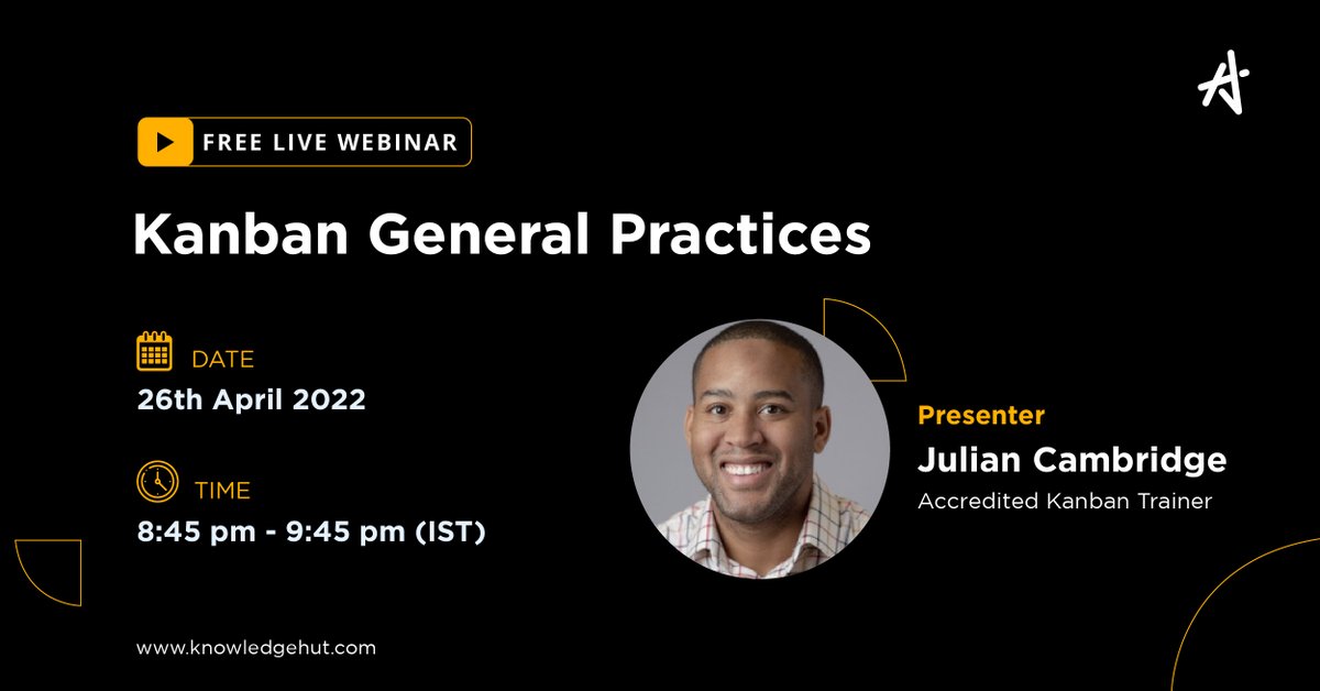 KnowledgeHut's tweet photo. #WebinarAlert
Get a walk-through of the general practices of #Kanban and how to optimize productivity and minimize risks in a workplace from Kanban University Accredited Kanban Trainer, Julian Cambridge.
https://t.co/xvrxssNZqL
#kanbanmethod #agiletraining #webinaronline https://t.co/N9nyScpNL0