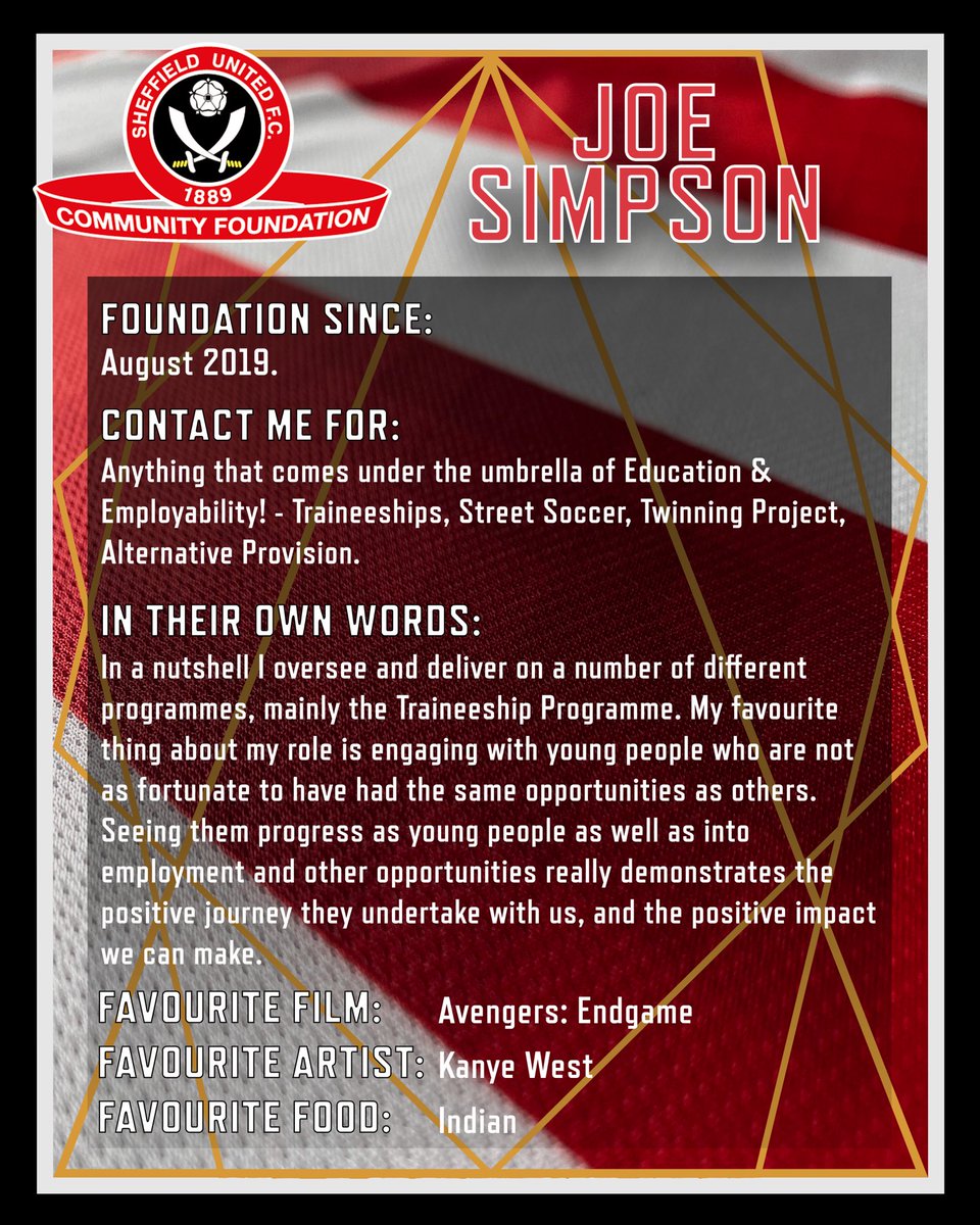 CommunitySUFC's tweet photo. Staff Profile | Next up is our Employability Officer, Joe! https://t.co/xoCRY5YL18