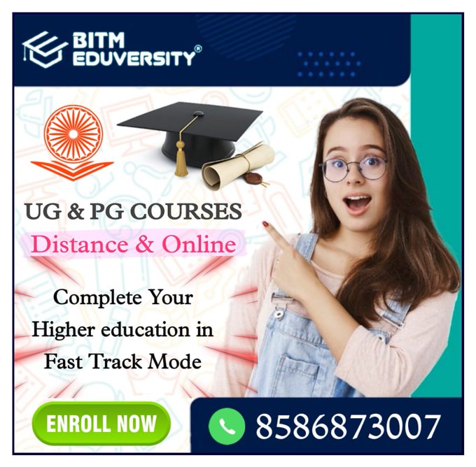 BitmEduversity's tweet photo. BITM EDUVERSITY... We Provider All Types Of Distance / Online / Regular courses From Top Rated Universities of India.

𝐀𝐩𝐩𝐥𝐲 𝐅𝐨𝐫 𝐀𝐝𝐦𝐢𝐬𝐬𝐢𝐨𝐧
Call +𝟗𝟏-𝟖𝟓𝟖𝟔𝟖𝟕𝟑𝟎𝟎𝟕
 
#onlineDegree #onlinedegreeprogram #distancedegreecourses #bitmeduversity https://t.co/LOBQYa21oy