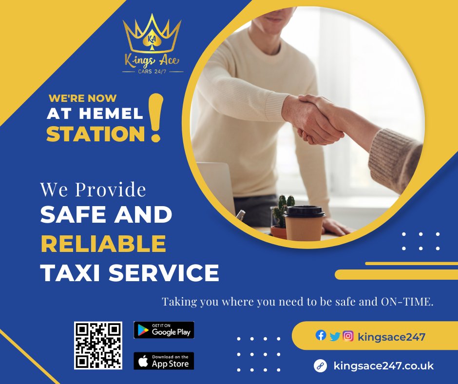 We Provide Safe and Reliable Taxi Service!
Download app or Book online: onelink.to/kingsacecars
Berkhamsted –01442 872 872
Kings Langley – 01923 247 000
Radlett– 01923 469800
Watford- 01923 662233
Aylesbury- 01296 872600
#kingsacecars #airporttaxi #uk
