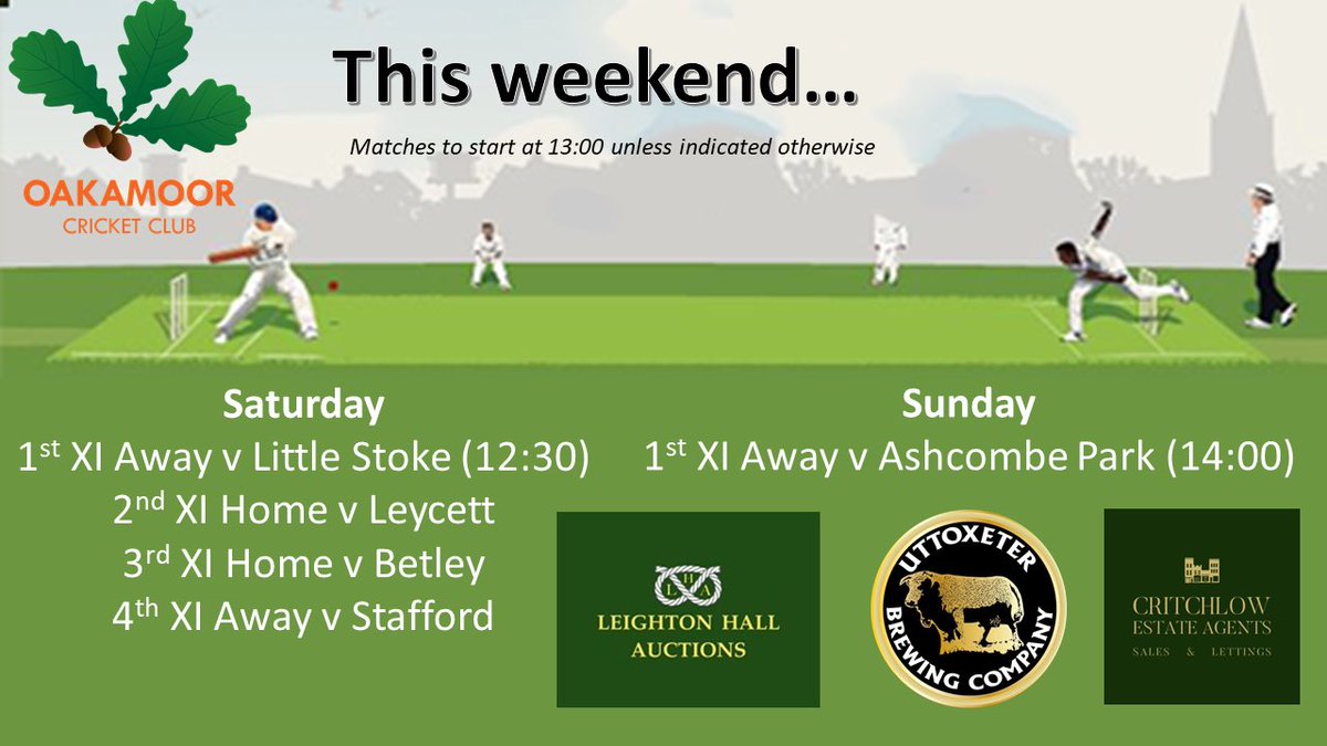 OakamoorCC's tweet photo. 🏏 Here we go! 🏏
The 2022 season kicks off tomorrow, come and join us if you can https://t.co/pBtwi0AJTX
