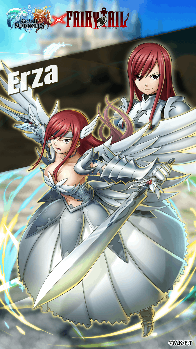 Erza joins her fellow FAIRY TAIL wizards in GS! ⭐ Make the Crossover Event  even more exciting with this exclusive wallpaper of her! #GrandSummoners x # FAIRYTAIL, image size:675x1200
